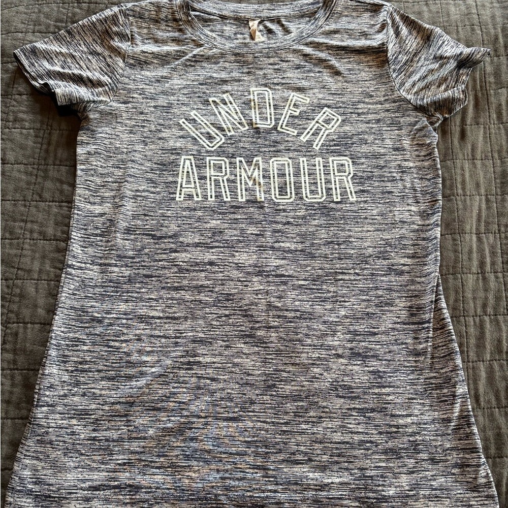 Under Armour Womens XS HeatGear Grey Space Dye Graphic Short Sleeve T-Shirt
